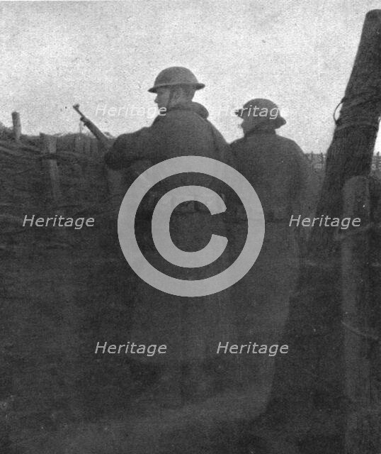Hours of Victory; A trench held by Americans: first watch, on the evening of October 27..., 1917. Creator: Unknown.