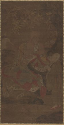 Luohan Holding a Fly Whisk, with Attendant, 14th century. Creator: Unknown.