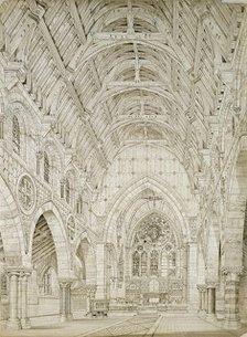 Design for a church: interior perspective, c1864. Creator: Richard Norman Shaw.