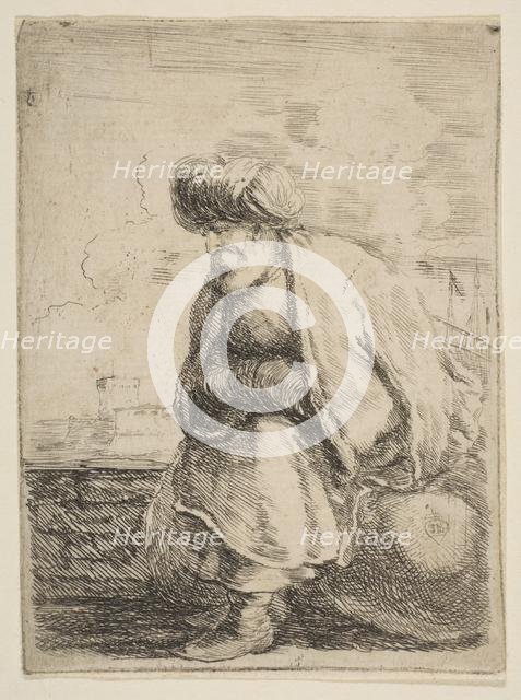 An Old Turk Seated on a Stone, ca. 1662. Creator: Stefano della Bella.