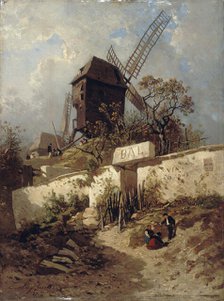 Moulin de la Galette in Montmartre, 1856. Creator: Eugene Ciceri.
