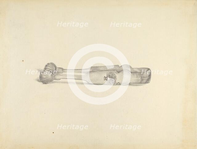 Silver Sugar Tongs, 1935/1942. Creator: Unknown.