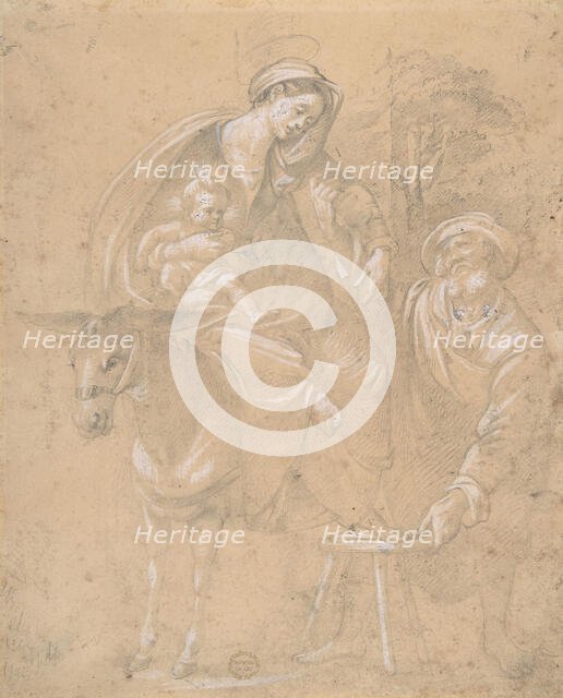 Copy of a Repose in Egypt painted by Giovanni da San Giovanni (Giovanni Mannozzi) 1592-1636, for a c Creator: Anon.