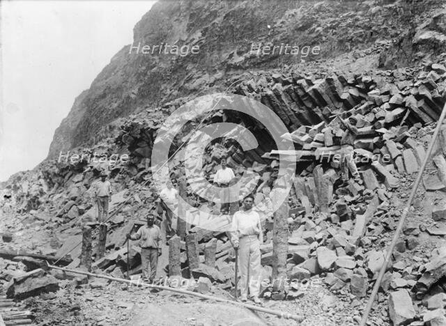 Culebra Cut - View at Base of Gold Hill, Showing Basaltic Columns Developed By Steam Shovel, 1913. Creator: Harris & Ewing.