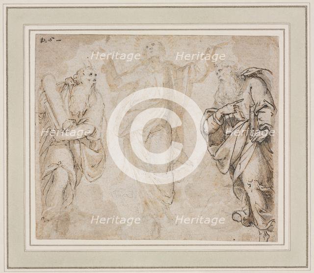 The Transfiguration (recto); Study of Hands (verso), c. 1590. Creator: Camillo Procaccini (Italian, 1546-1629).