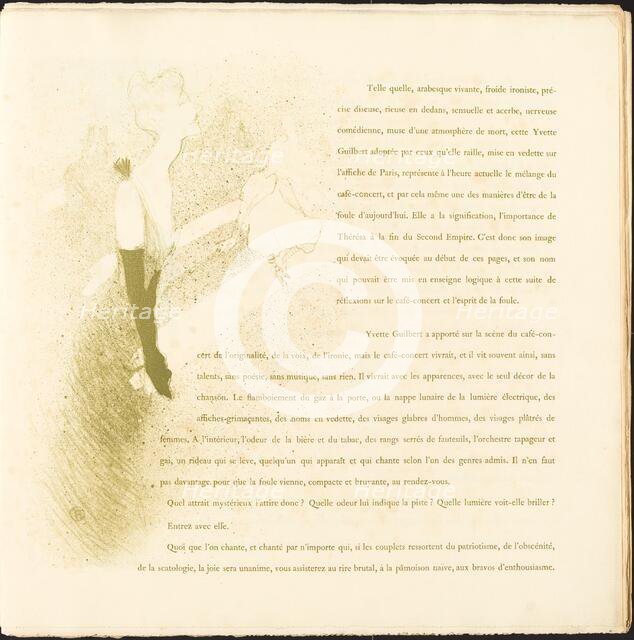 Yvette Guilbert, 1894. Creator: Henri de Toulouse-Lautrec.