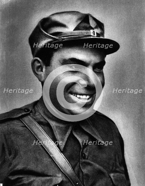 Buenaventura Durruti (1896-1936), Spanish anarchist leader, reproduction of a photograph.