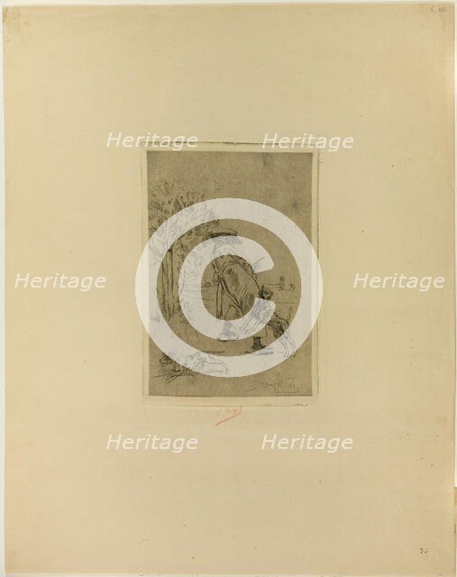 Taking Tea, 1875. Creator: Félicien Rops.