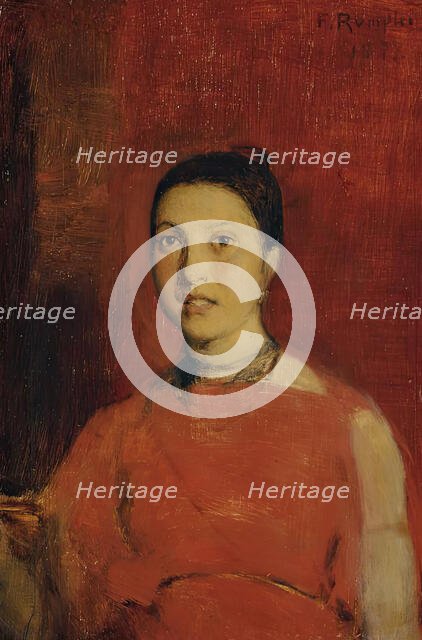 Girl in red dress, 1877. Creator: Franz Rumpler.