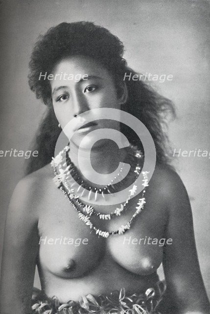 A Samoan belle, wearing necklaces of teeth and shells, 1902. Artist: Thomas Andrew.