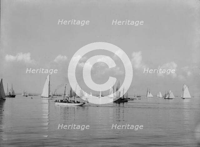 Fleet of N.Y.Y.C. [New York Yacht Club], Glencove [sic], 1897 Aug 2. Creator: John S Johnston.
