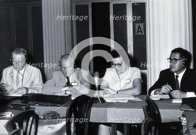 7th International Congresses on Tropical Medicine and Malaria, Rio de Janeiro: four scientists, 1963 Creator: Unknown.
