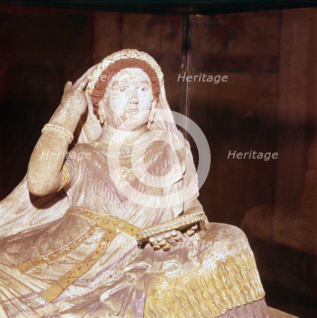 Detail of Woman on Etrusan Sarcophagus of Larthia Seianti from Chiusi, 6th century BC. Artist: Unknown.