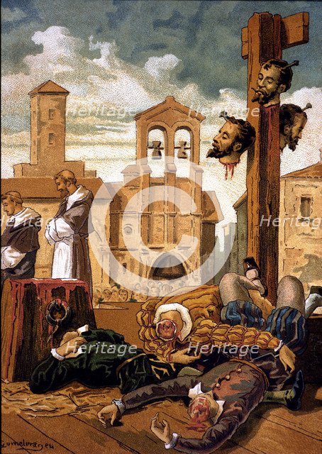 Execution in Villalar in 1521 of the three Comuneros leaders: Juan de Padilla, Juan Bravo and Fra…