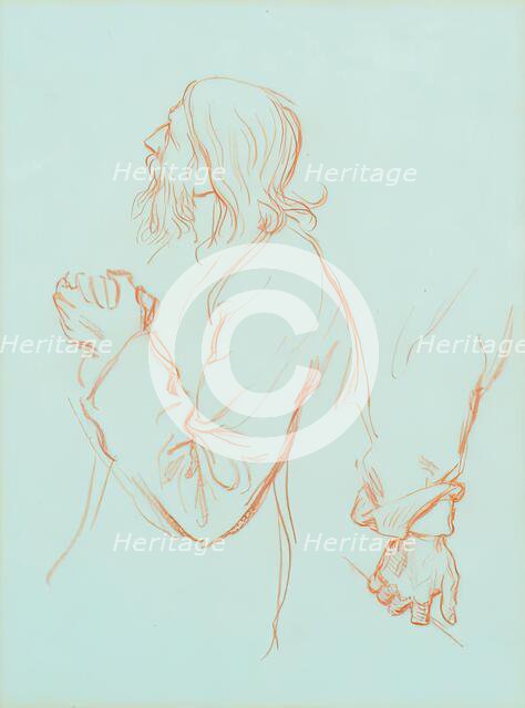 Study of an Old Man with Clasped Hands, c1840-1900. Creator: George Frederick Watts.