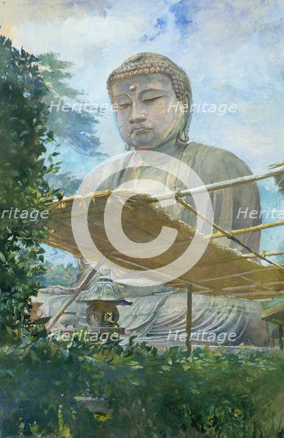 The Great Statue of Amida Buddha at Kamakura, Known as the Daibutsu..., 1887. Creator: John La Farge.