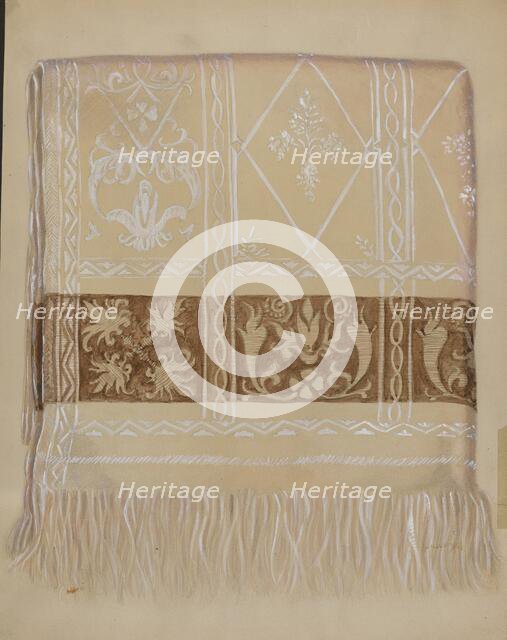 Linen Towel - Brown Border, c. 1937. Creator: Eva Wilson.