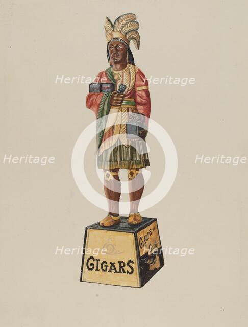 Cigar Store Indian, 1935/1942. Creator: Marius Hansen.