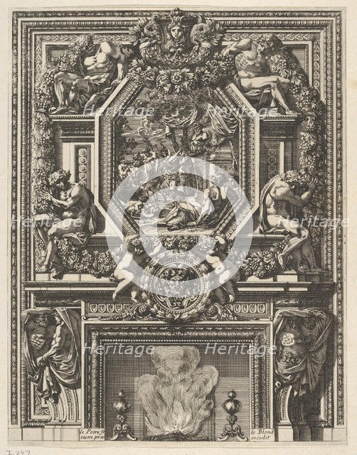 Chimney with a Bacchanal over the Mantle from 'Grandes Cheminée', ca. 1644-66. Creator: Jean le Pautre.