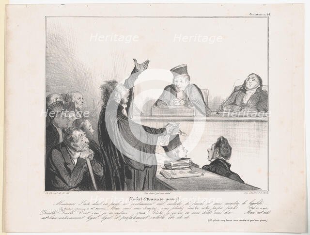 Plate 44: Robert Macaire avocat, 1838.  Creator: Honore Daumier.