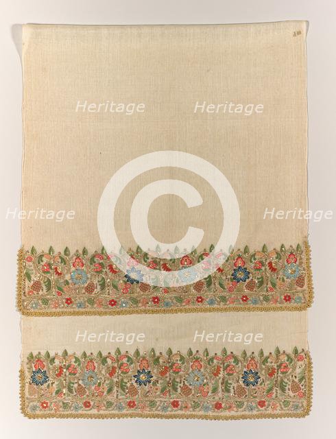 Embroidered towel, 1800s. Creator: Unknown.