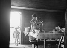 Wife of tobacco sharecropper in kitchen of home, Person County, North Carolina, 1939. Creator: Dorothea Lange.