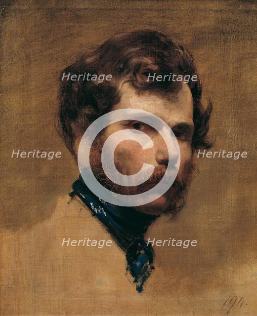 Self-Portrait with a blue necker. Creator: Amerling, Friedrich Ritter von (1803-1887).