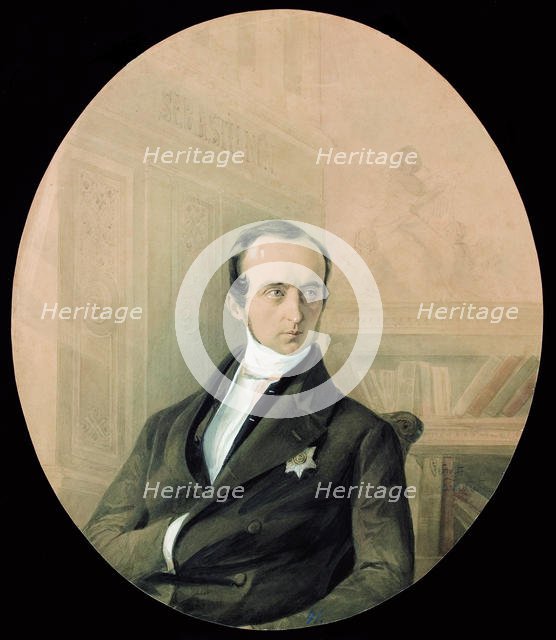 Portrait of Prince Vladimir Fyodorovich Odoyevsky (1803-1869), End 1840s. Creator: Petzold, August Friedrichovich (1823-1891).