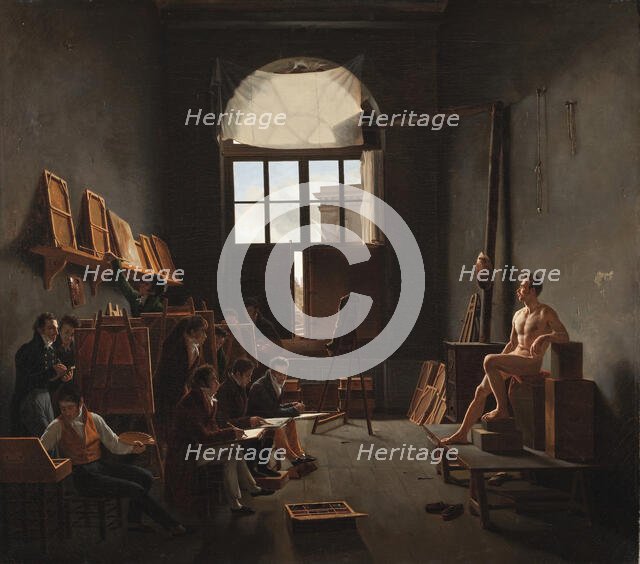 The Studio of Jacques-Louis David, 1814. Creator: Leon Mathieu Cochereau.