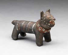 Figurine in the Form of a Striped Feline Wearing Collar, A.D. 1200/1470. Creator: Unknown.