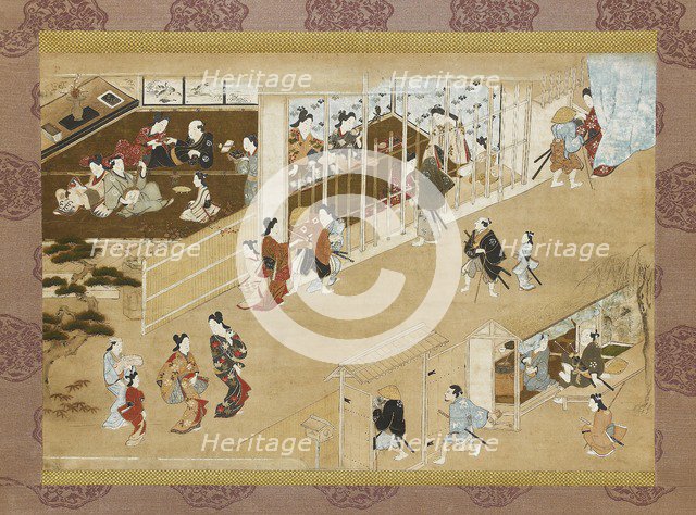 Yoshiwara pleasure quarters, c1670-c1685. Artist: Miyagawa Choshun.