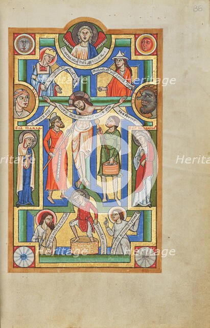 The Crucifixion; Stammheim Missal, probably 1170s. Creator: Unknown.