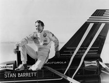 Stan Barrett on Budweiser Rocket car. Creator: Unknown.