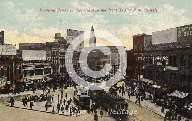 Looking south on Second Avenue from Yesler Way, Seattle, Washington, USA, 1911. Artist: Unknown