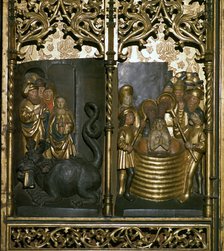 Scenes from a carved wooden altarpiece, 16th century. Artist: Unknown