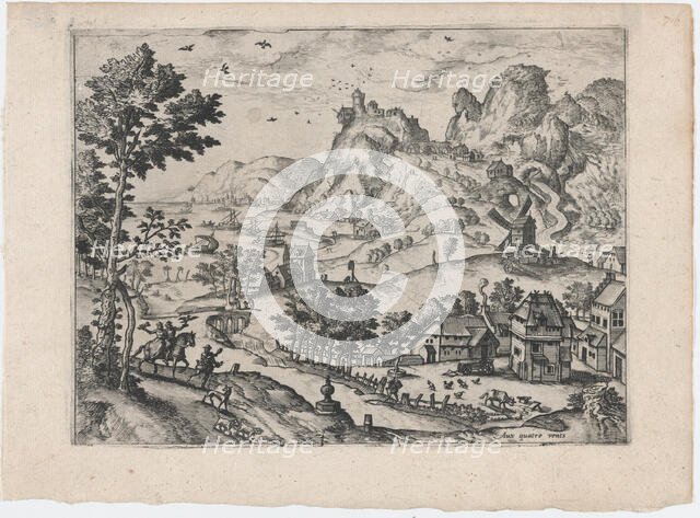 Mountain Landscape with Falconers, ca. 1570., ca. 1570. Creators: Anon, Lucas Gassel.