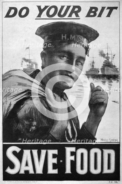 'Do Your Bit - Save Food', food economy poster, First World War, 1917, (c1920).  Artist: M Randall