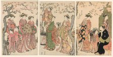 Courtesans and Their Child Attendants under Blossoming Cherry Trees, 1785. Creator: Torii Kiyonaga.