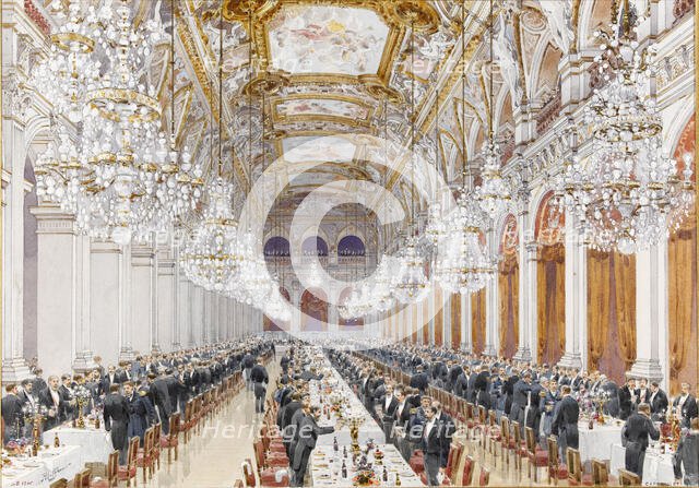 Banquet of Russian naval officers at the Town Hall,1893. Creator: Hoffbauer, Feodor (Fédor) (1839-1922).