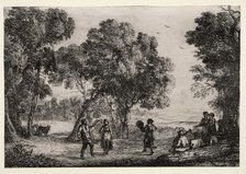 Landscape with a Country Dance (Small Plate), c. 1637. Creator: Claude Lorrain (French, 1604-1682).