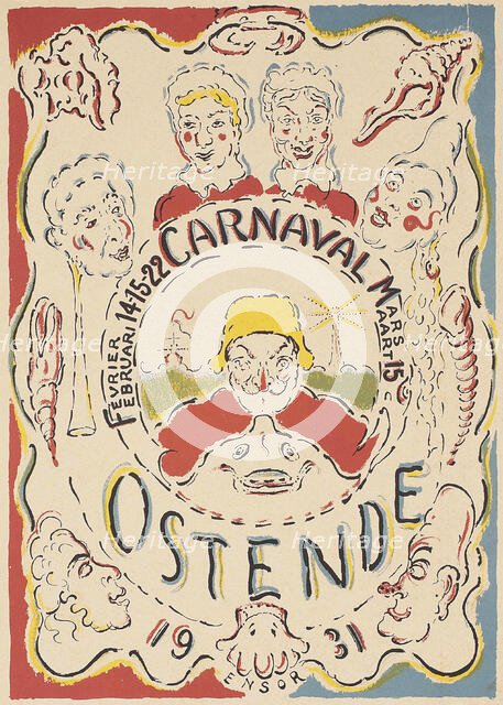 Carnaval Oostende, 1931. Creator: Ensor, James (1860-1949).