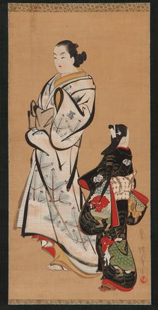 Yujo and a girl (kamuro), Edo period, 1615-1868. Creator: Unknown.