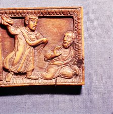 The Stoning of St Paul, Ivory Panel from Casket, Rome, late 4th century.  Artist: Unknown.
