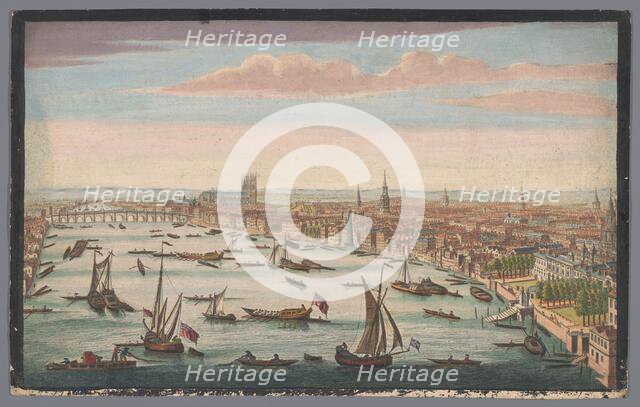 View of the River Thames and the City of London viewed from the northwest side, 1733-1779. Creator: Anon.
