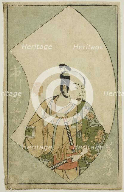 The Actor Ichikawa Somegoro, from "A Picture Book of Stage Fans (Ehon butai ogi)", Japan, 1770. Creator: Shunsho.