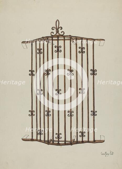 Iron Grille (at Window) a Restoration Drawing, 1936. Creator: Geoffrey Holt.