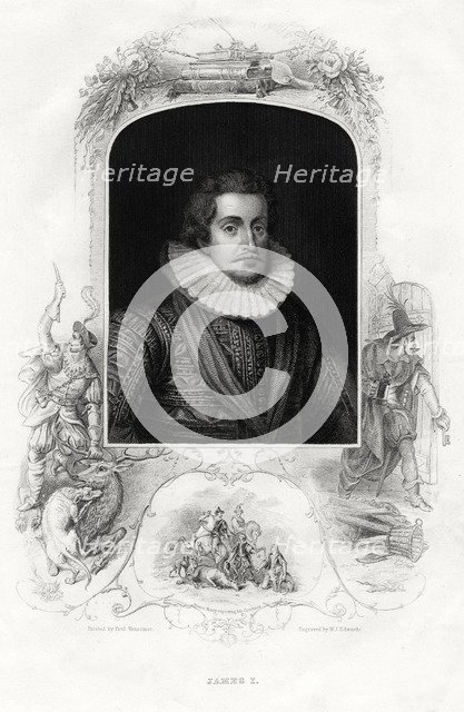 James I, King of England and Scotland, 1860. Artist: WJ Edwards