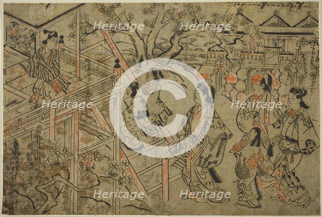 Visiting Kiyomizu Temple, c. 1684/98. Creator: Sugimura Jihei.