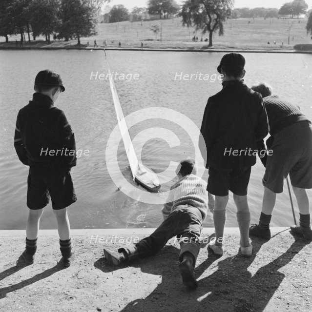 Model boating lake, near Parliament Hill, Hampstead Heath, London, c1960-c1965(?). Artist: John Gay