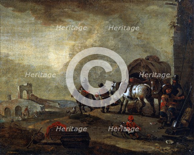 'Travellers on the Way', 17th century. Creator: Philip Wouverman.